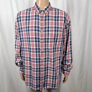 Vintage 90s Abercrombie & Fitch XL Red Blue Plaid Long Sleeve Button-Up Shirt